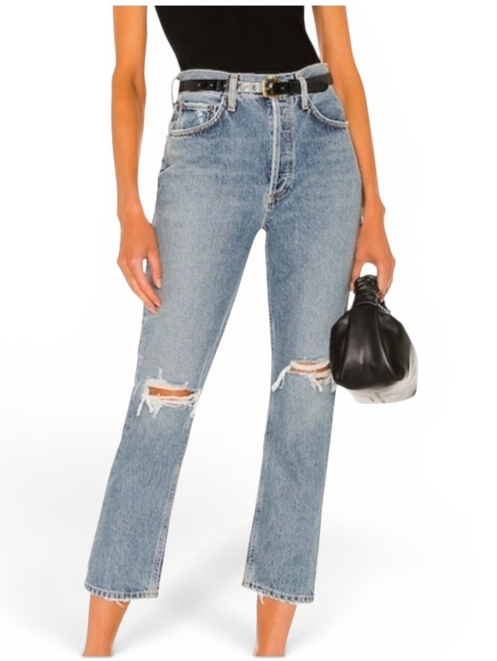 AGOLDE X REVOLVE Riley High Rise Distressed Knee Jeans - Size 24